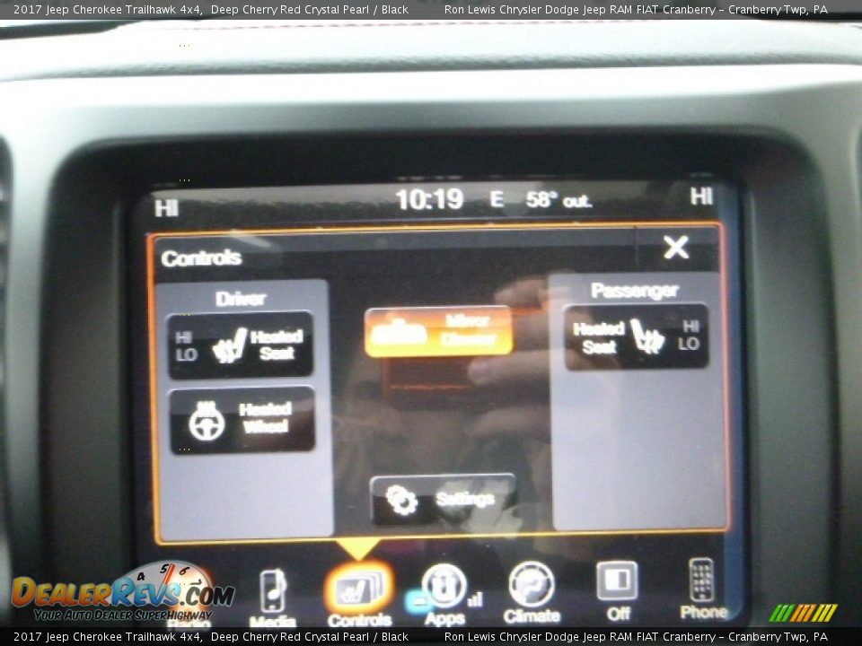 2017 Jeep Cherokee Trailhawk 4x4 Deep Cherry Red Crystal Pearl / Black Photo #16