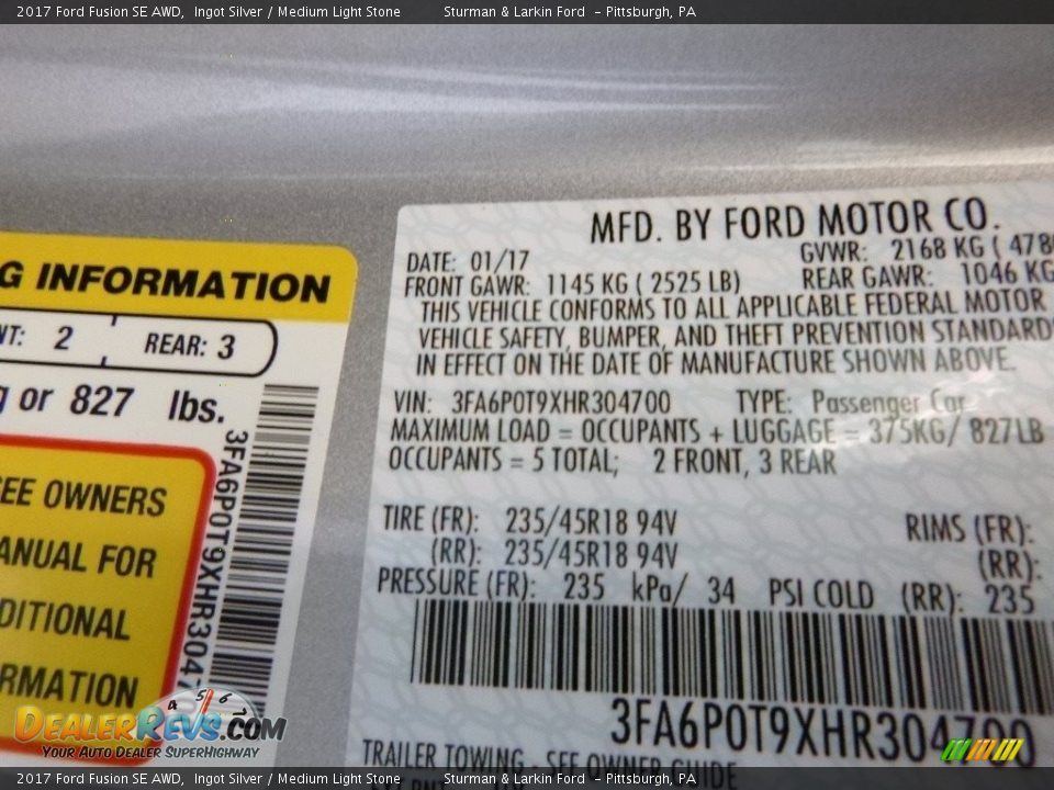 2017 Ford Fusion SE AWD Ingot Silver / Medium Light Stone Photo #11