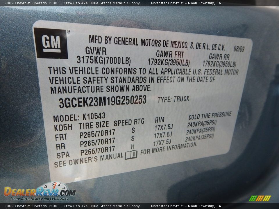 2009 Chevrolet Silverado 1500 LT Crew Cab 4x4 Blue Granite Metallic / Ebony Photo #29