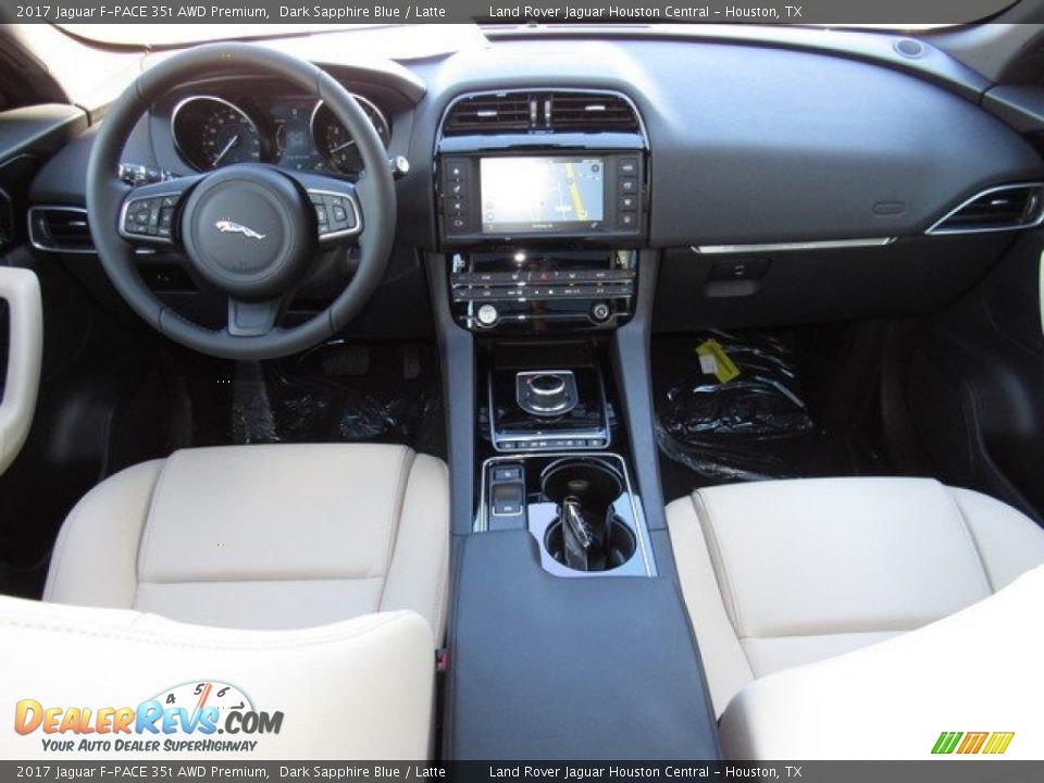 2017 Jaguar F-PACE 35t AWD Premium Dark Sapphire Blue / Latte Photo #4