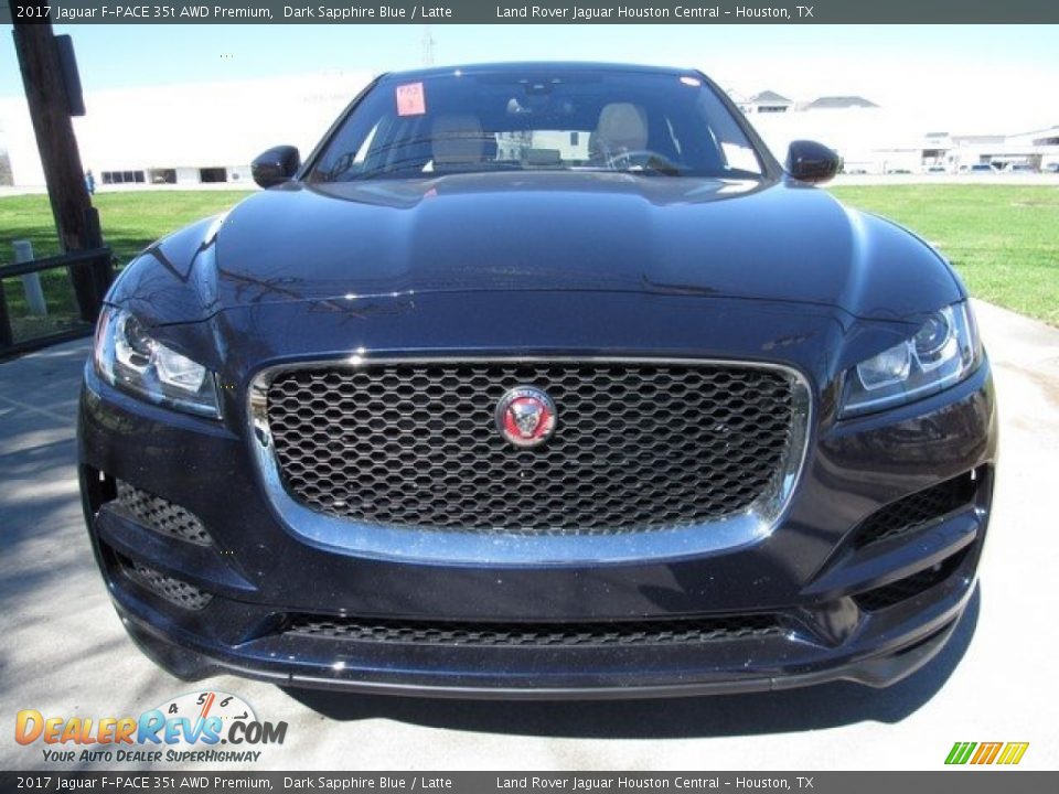 2017 Jaguar F-PACE 35t AWD Premium Dark Sapphire Blue / Latte Photo #9