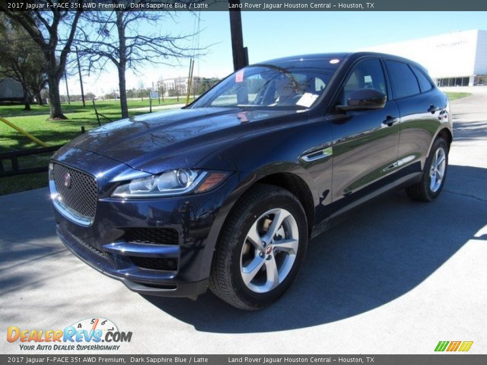 2017 Jaguar F-PACE 35t AWD Premium Dark Sapphire Blue / Latte Photo #10