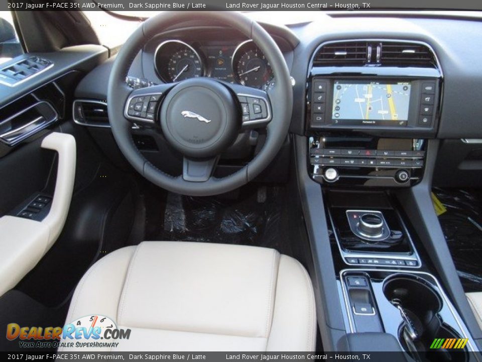 2017 Jaguar F-PACE 35t AWD Premium Dark Sapphire Blue / Latte Photo #13