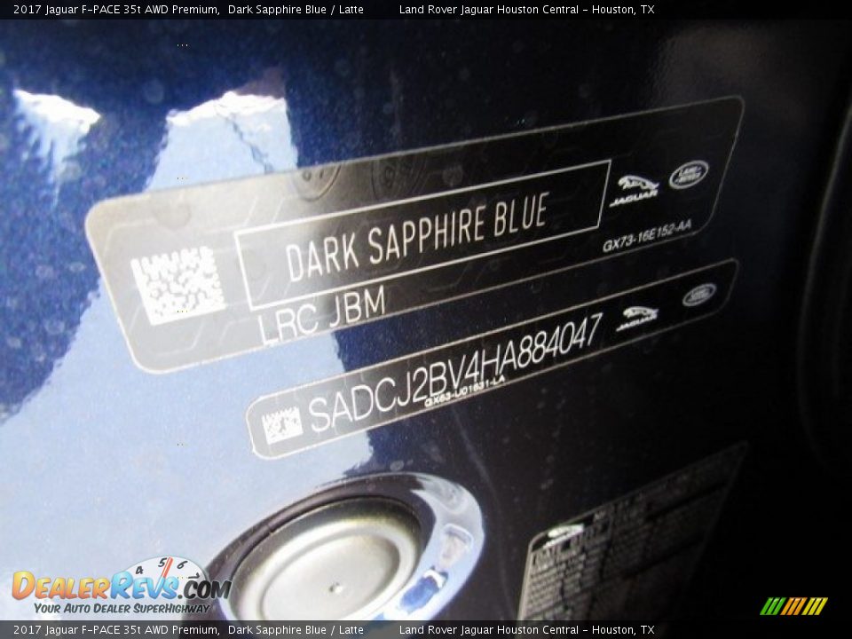 2017 Jaguar F-PACE 35t AWD Premium Dark Sapphire Blue / Latte Photo #22