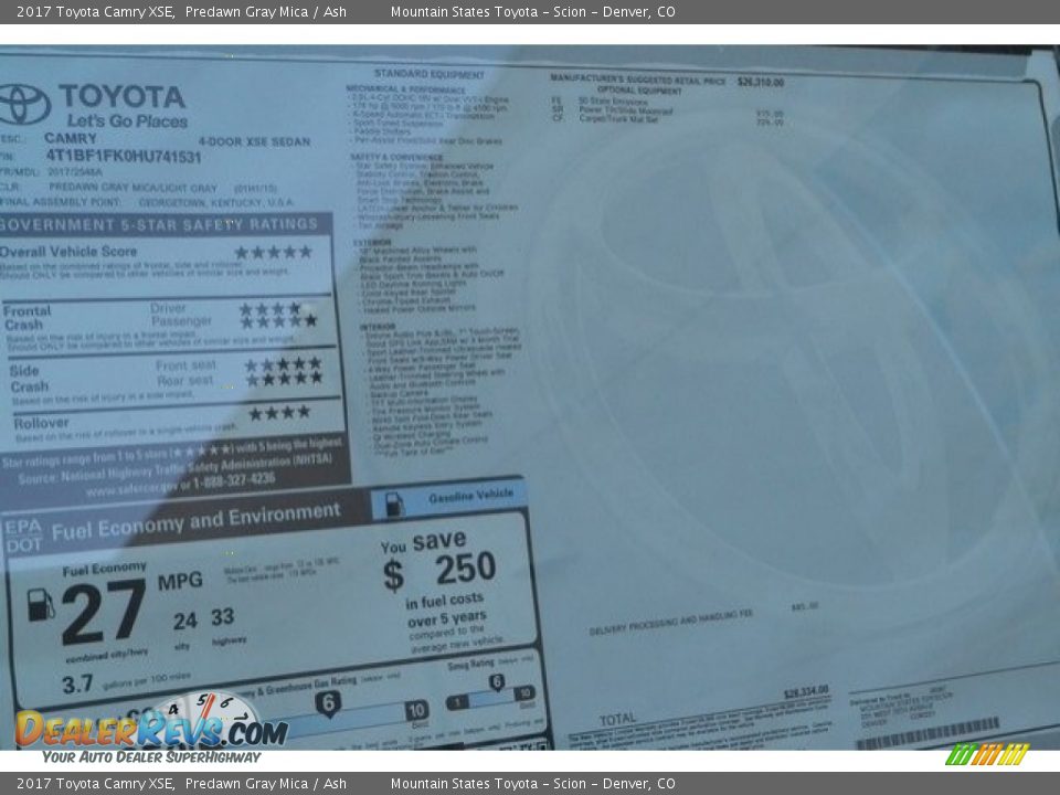 2017 Toyota Camry XSE Predawn Gray Mica / Ash Photo #10