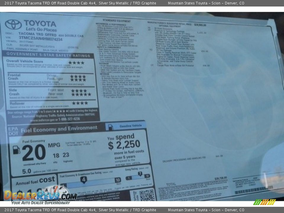 2017 Toyota Tacoma TRD Off Road Double Cab 4x4 Silver Sky Metallic / TRD Graphite Photo #10