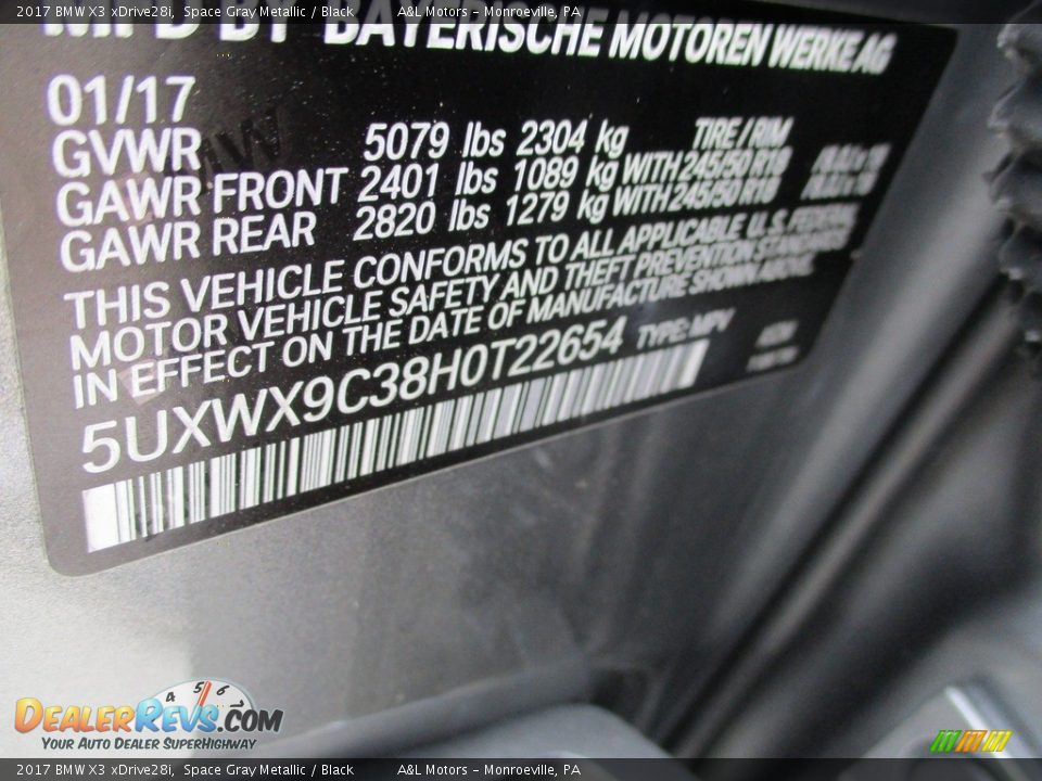 2017 BMW X3 xDrive28i Space Gray Metallic / Black Photo #19