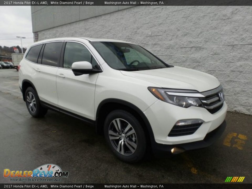 2017 Honda Pilot EX-L AWD White Diamond Pearl / Beige Photo #1