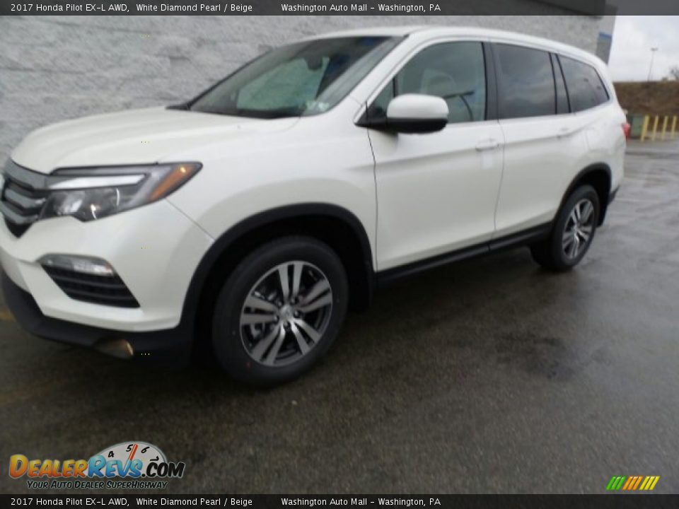 2017 Honda Pilot EX-L AWD White Diamond Pearl / Beige Photo #5