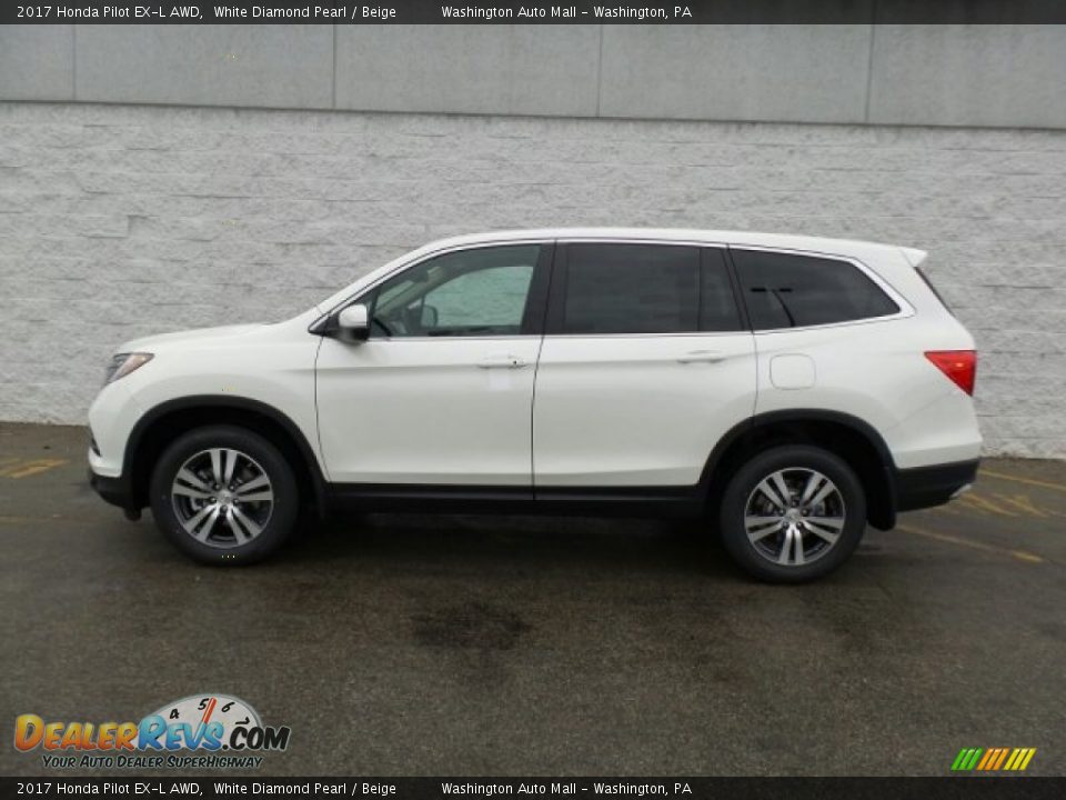 2017 Honda Pilot EX-L AWD White Diamond Pearl / Beige Photo #6