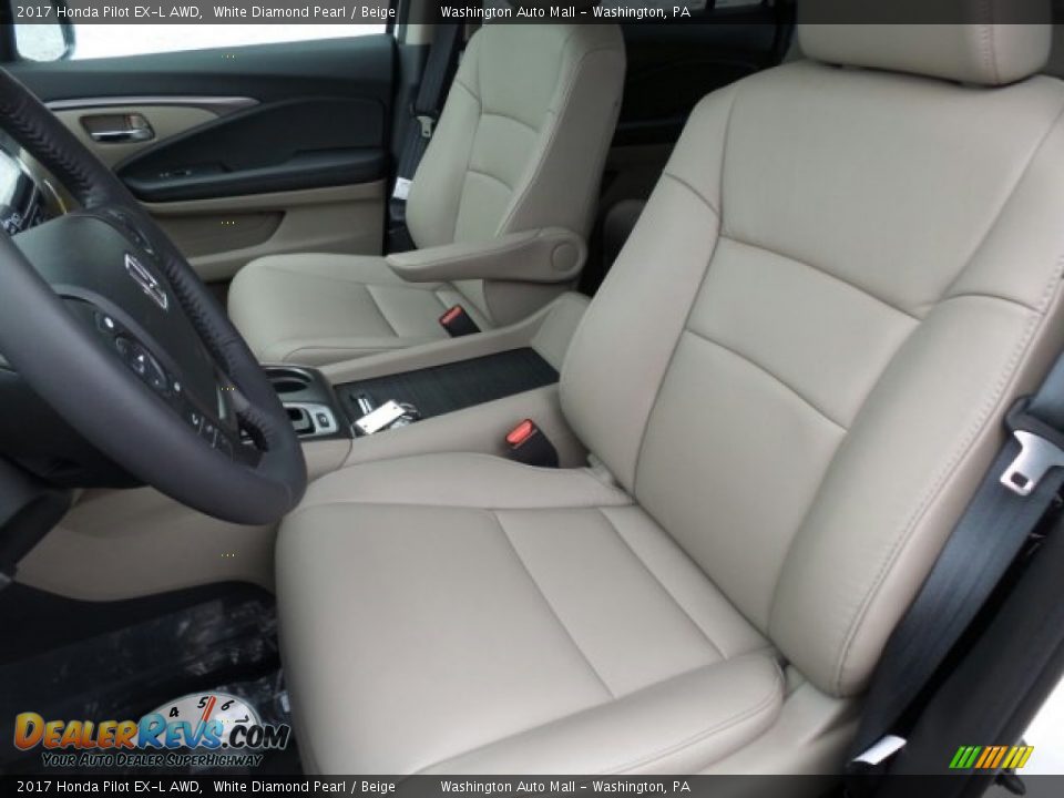 2017 Honda Pilot EX-L AWD White Diamond Pearl / Beige Photo #10