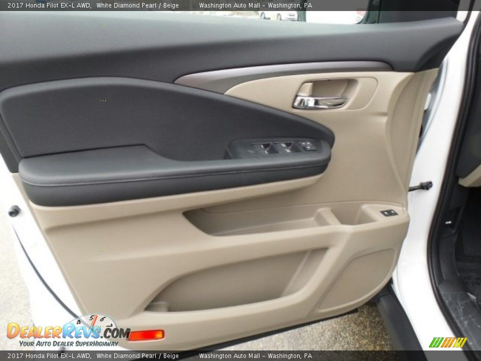 2017 Honda Pilot EX-L AWD White Diamond Pearl / Beige Photo #15