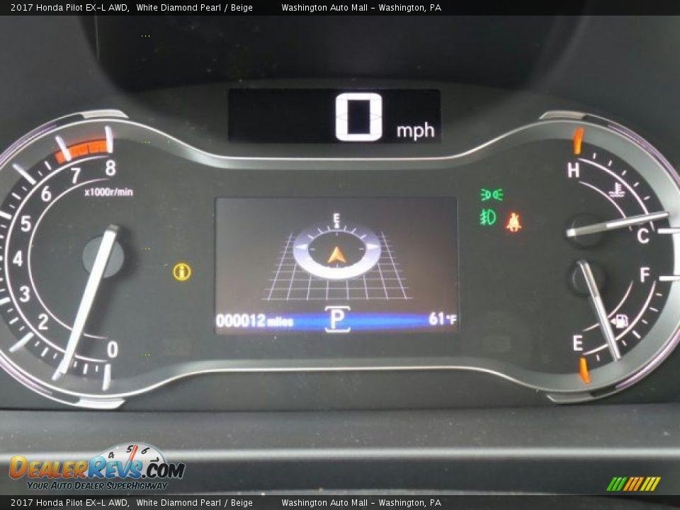 2017 Honda Pilot EX-L AWD White Diamond Pearl / Beige Photo #19