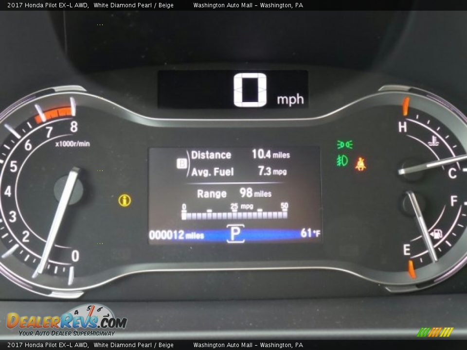 2017 Honda Pilot EX-L AWD White Diamond Pearl / Beige Photo #20