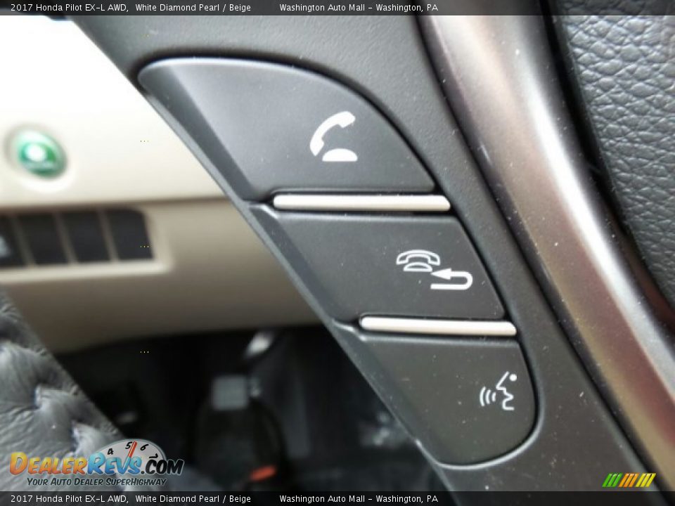 2017 Honda Pilot EX-L AWD White Diamond Pearl / Beige Photo #22