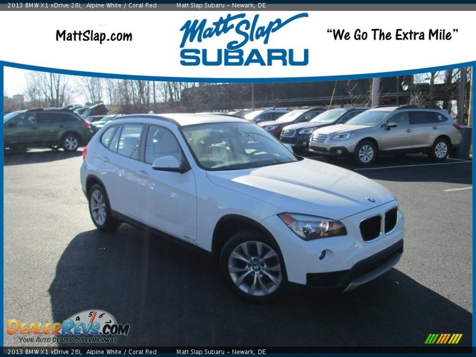 2013 BMW X1 xDrive 28i Alpine White / Coral Red Photo #1