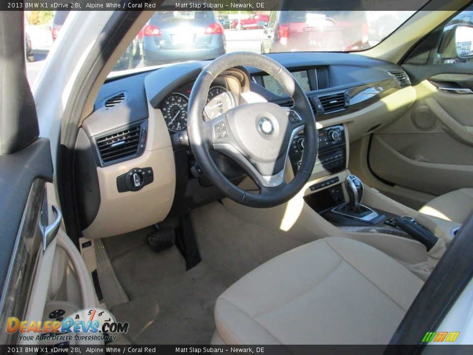 2013 BMW X1 xDrive 28i Alpine White / Coral Red Photo #11