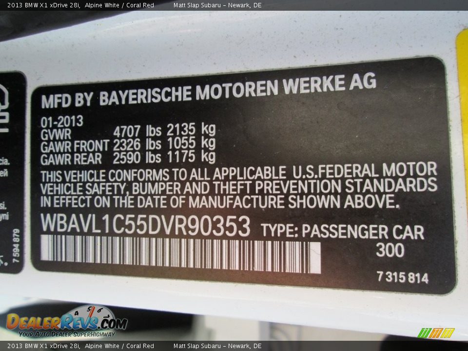 2013 BMW X1 xDrive 28i Alpine White / Coral Red Photo #29