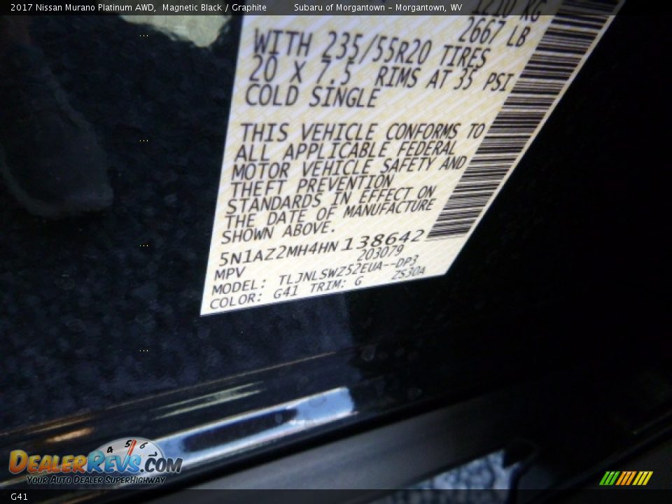 Nissan Color Code G41 Magnetic Black