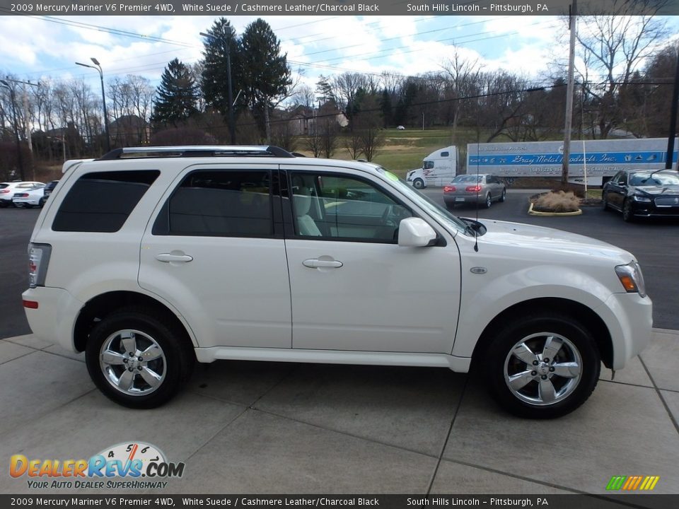 2009 Mercury Mariner V6 Premier 4WD White Suede / Cashmere Leather/Charcoal Black Photo #6