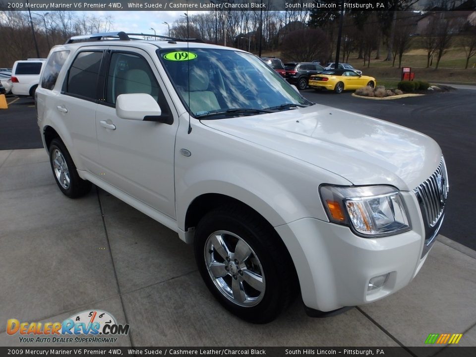 2009 Mercury Mariner V6 Premier 4WD White Suede / Cashmere Leather/Charcoal Black Photo #7