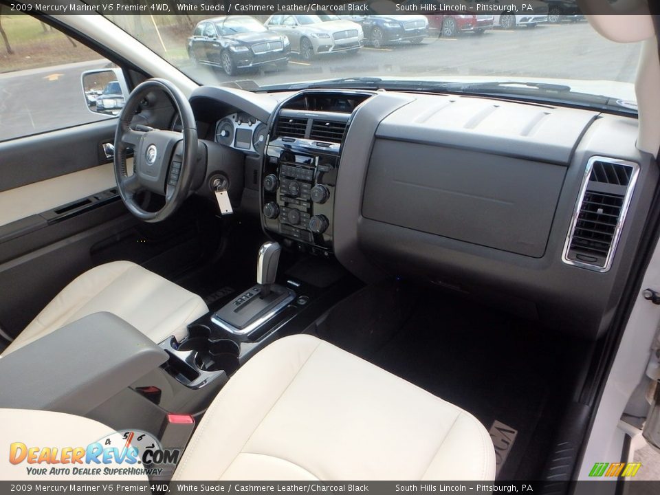 2009 Mercury Mariner V6 Premier 4WD White Suede / Cashmere Leather/Charcoal Black Photo #11