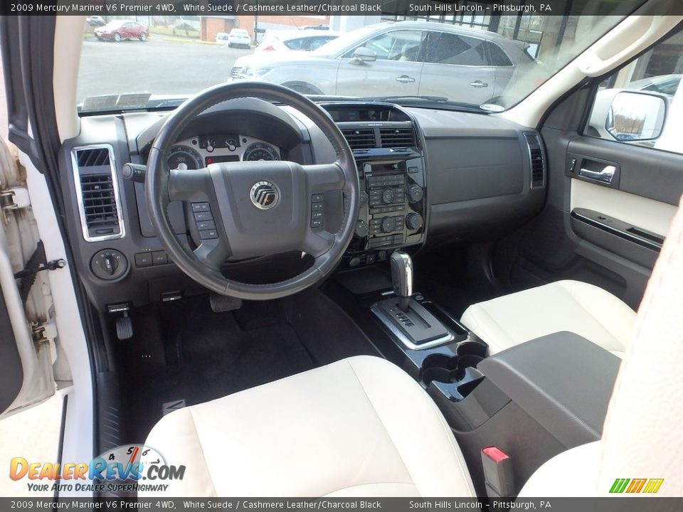 2009 Mercury Mariner V6 Premier 4WD White Suede / Cashmere Leather/Charcoal Black Photo #18