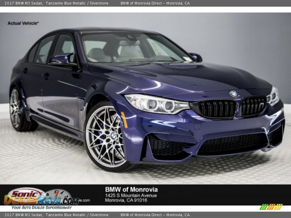 2017 BMW M3 Sedan Tanzanite Blue Metallic / Silverstone Photo #1