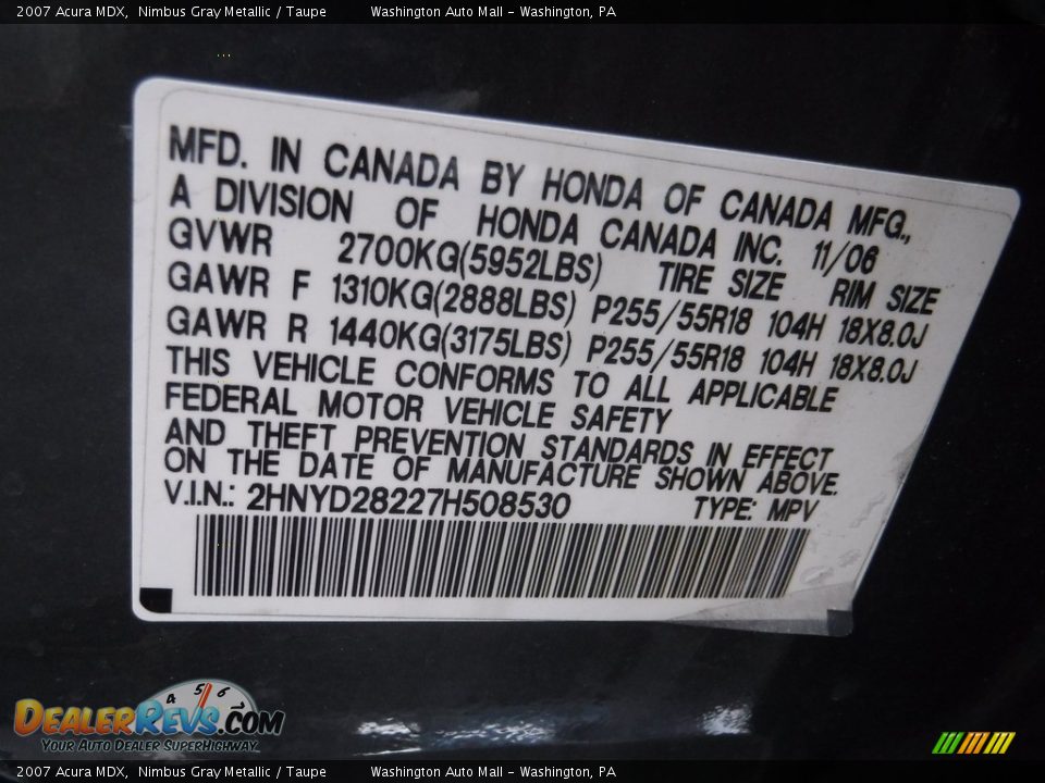 2007 Acura MDX Nimbus Gray Metallic / Taupe Photo #29