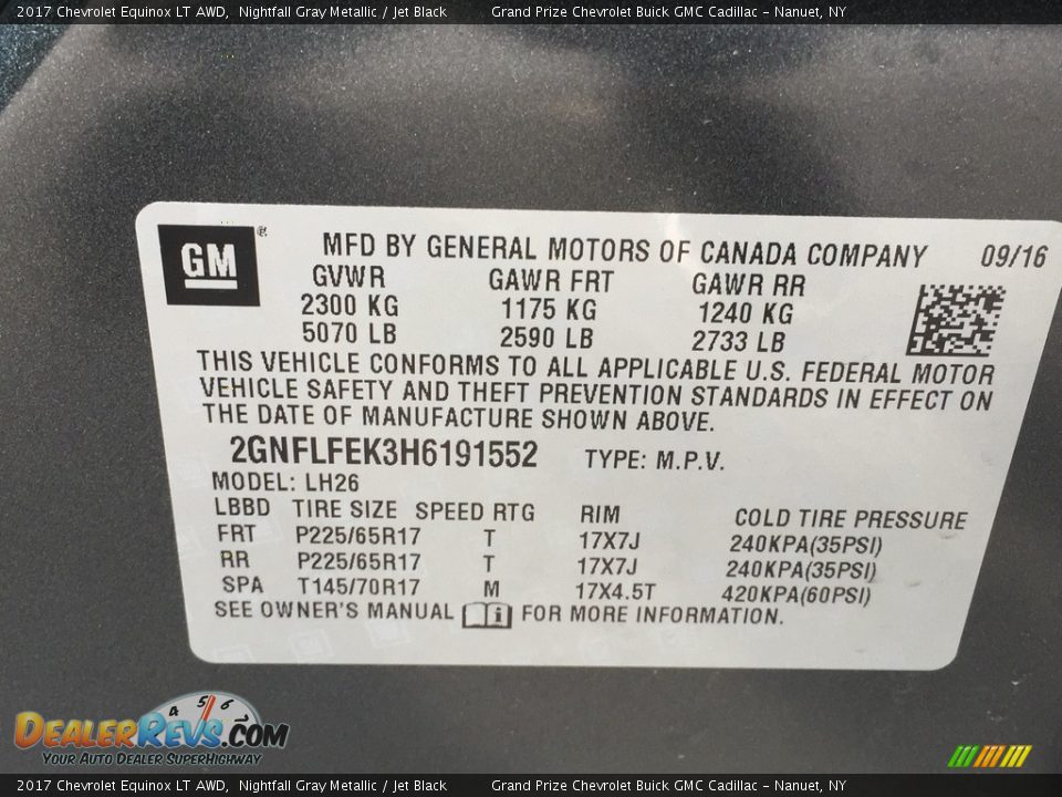 2017 Chevrolet Equinox LT AWD Nightfall Gray Metallic / Jet Black Photo #17