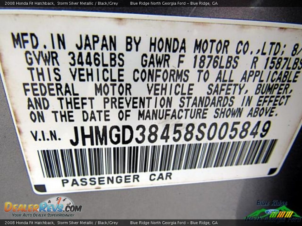 2008 Honda Fit Hatchback Storm Silver Metallic / Black/Grey Photo #24