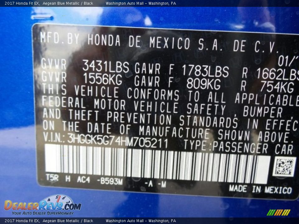 2017 Honda Fit EX Aegean Blue Metallic / Black Photo #8