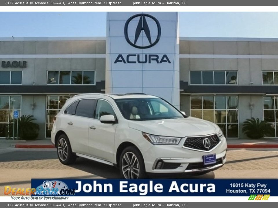 2017 Acura MDX Advance SH-AWD White Diamond Pearl / Espresso Photo #1