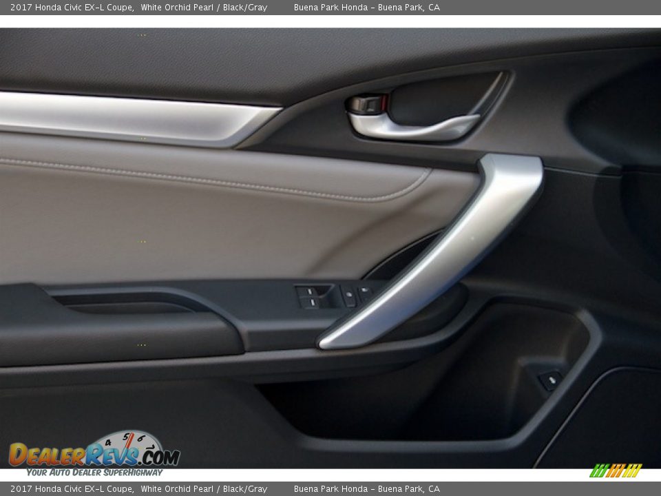 2017 Honda Civic EX-L Coupe White Orchid Pearl / Black/Gray Photo #7