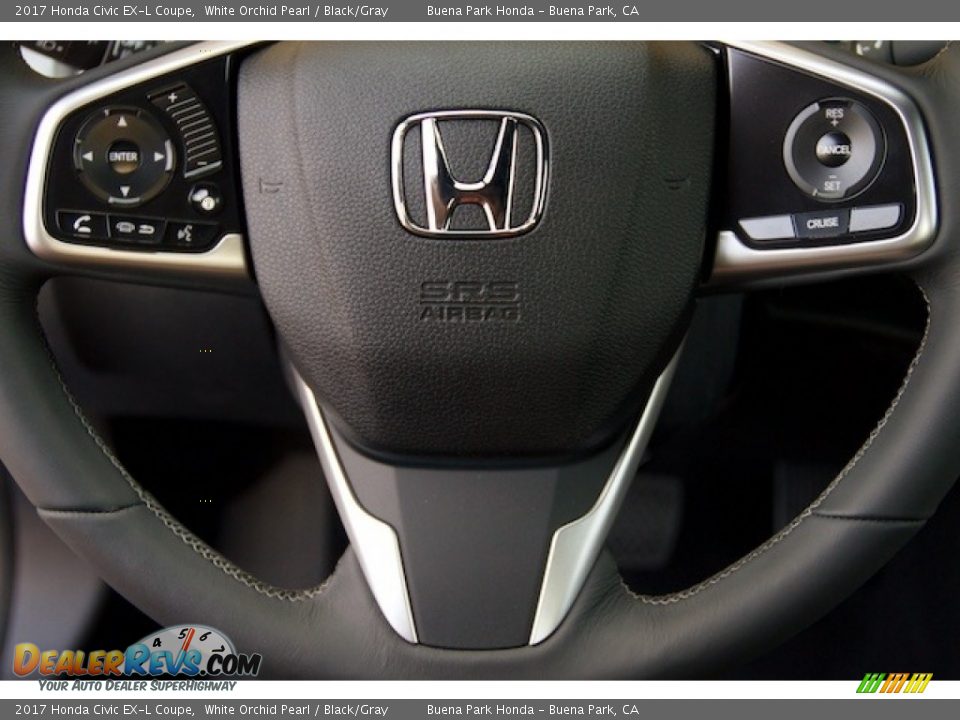 2017 Honda Civic EX-L Coupe White Orchid Pearl / Black/Gray Photo #9