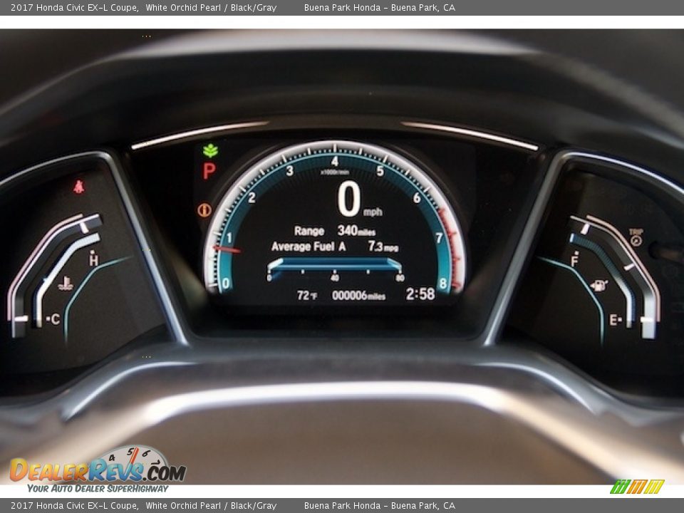 2017 Honda Civic EX-L Coupe White Orchid Pearl / Black/Gray Photo #15