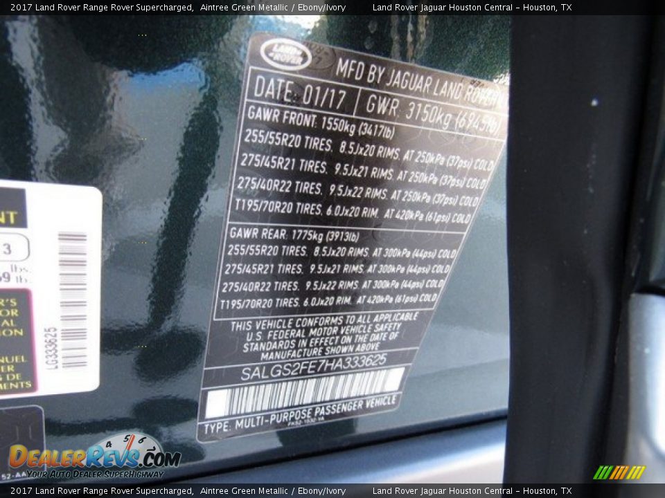 2017 Land Rover Range Rover Supercharged Aintree Green Metallic / Ebony/Ivory Photo #22