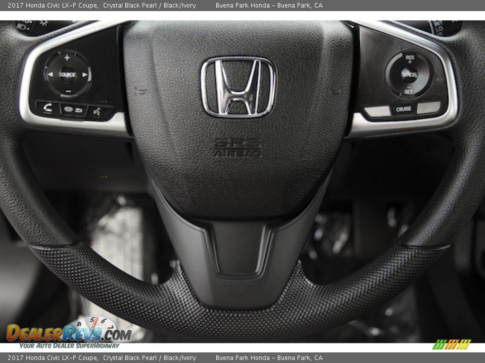 2017 Honda Civic LX-P Coupe Crystal Black Pearl / Black/Ivory Photo #9