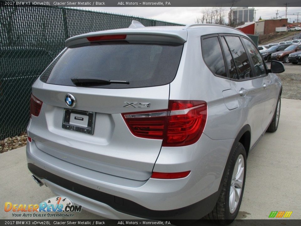 2017 BMW X3 xDrive28i Glacier Silver Metallic / Black Photo #4