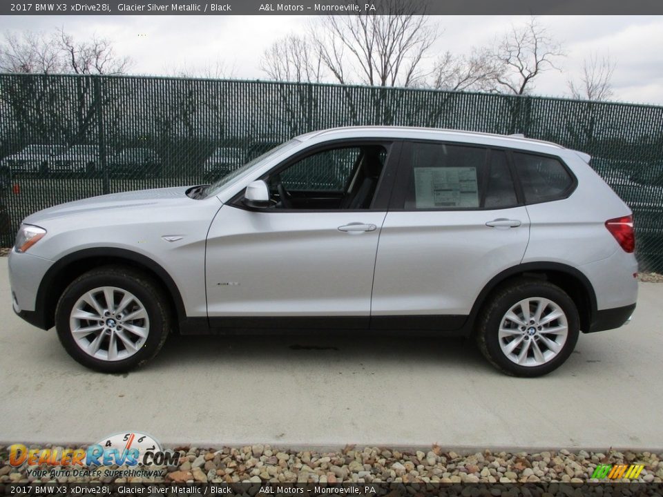 2017 BMW X3 xDrive28i Glacier Silver Metallic / Black Photo #8