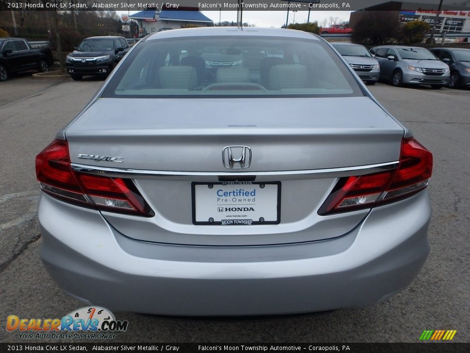 2013 Honda Civic LX Sedan Alabaster Silver Metallic / Gray Photo #4