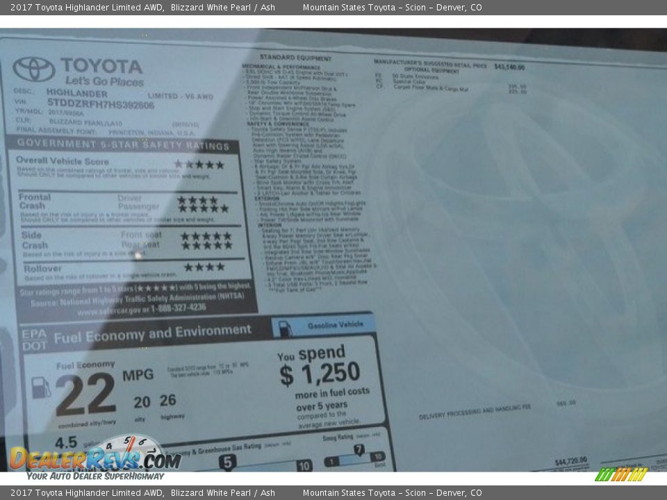 2017 Toyota Highlander Limited AWD Blizzard White Pearl / Ash Photo #11