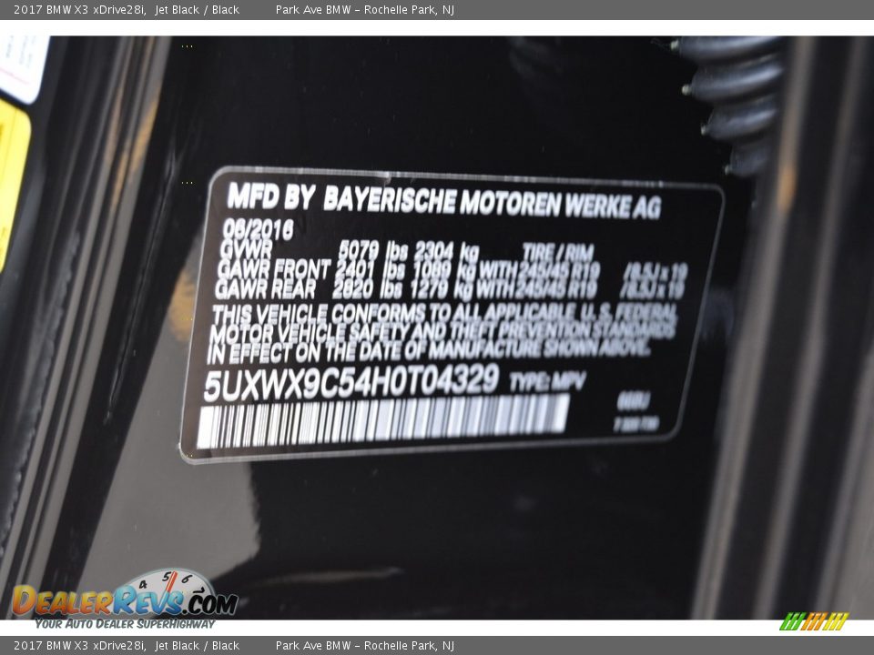 2017 BMW X3 xDrive28i Jet Black / Black Photo #34