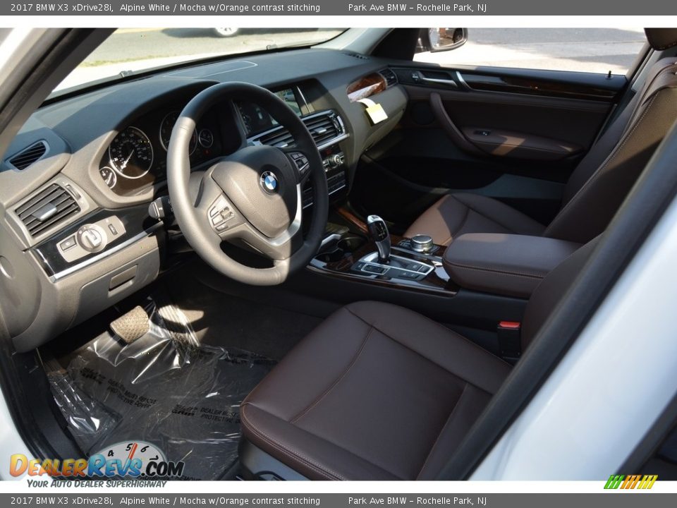 2017 BMW X3 xDrive28i Alpine White / Mocha w/Orange contrast stitching Photo #10