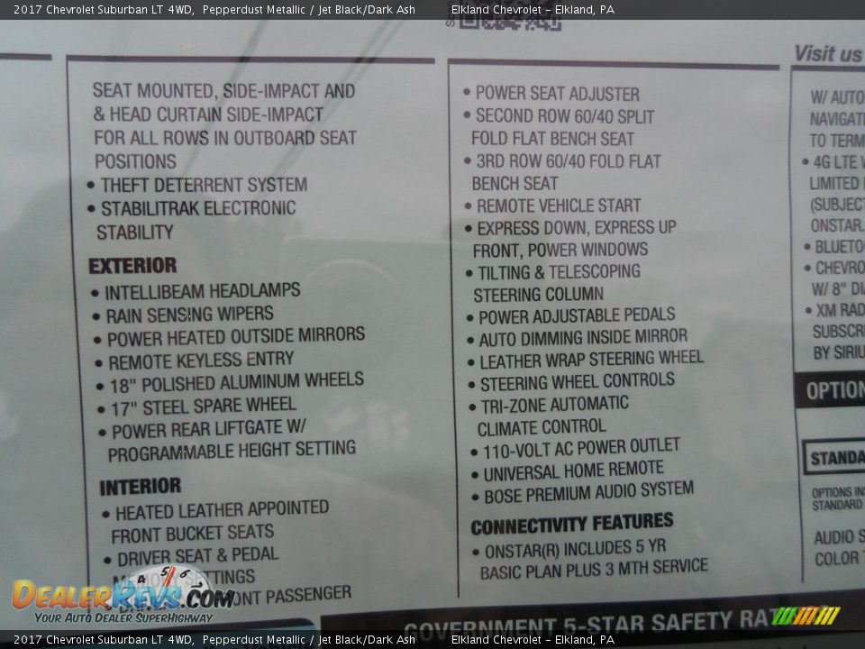 2017 Chevrolet Suburban LT 4WD Pepperdust Metallic / Jet Black/Dark Ash Photo #14