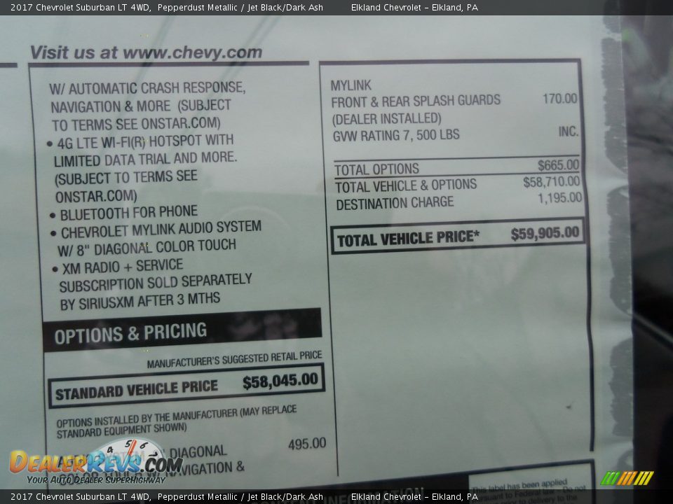 2017 Chevrolet Suburban LT 4WD Pepperdust Metallic / Jet Black/Dark Ash Photo #15