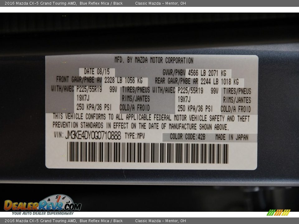 2016 Mazda CX-5 Grand Touring AWD Blue Reflex Mica / Black Photo #19