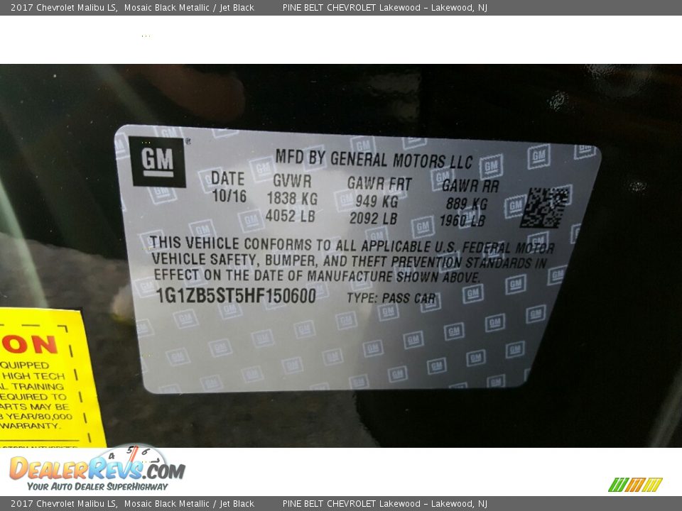 2017 Chevrolet Malibu LS Mosaic Black Metallic / Jet Black Photo #7