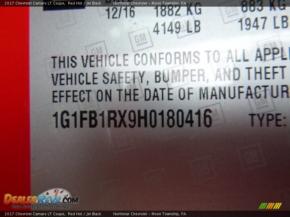2017 Chevrolet Camaro LT Coupe Red Hot / Jet Black Photo #15
