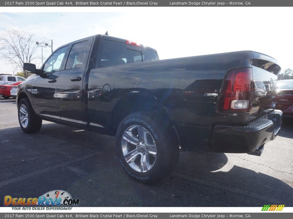 2017 Ram 1500 Sport Quad Cab 4x4 Brilliant Black Crystal Pearl / Black/Diesel Gray Photo #2